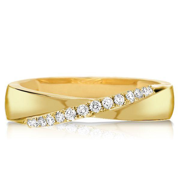 Golden Round Cut Wedding Band for Women - Mobius Design - 18K Gold Plated Sterling Silver