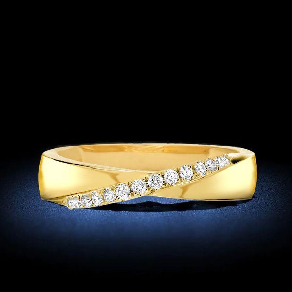 Golden Round Cut Wedding Band for Women - Mobius Design - 18K Gold Plated Sterling Silver