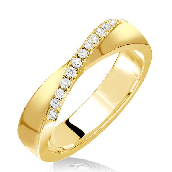 Golden Round Cut Wedding Band for Women - Mobius Design - 18K Gold Plated Sterling Silver