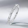 Baguette & Pave Sterling Silver Wedding Band Ring for Women - Stackable Design