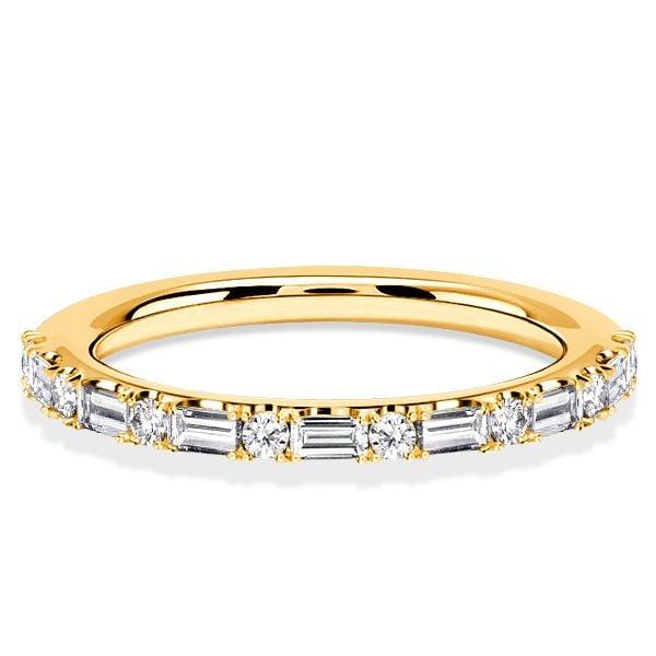 Baguette & Pave Sterling Silver Wedding Band Ring for Women - Stackable Design