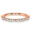Baguette & Pave Sterling Silver Wedding Band Ring for Women - Stackable Design