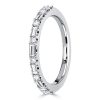 Baguette & Pave Sterling Silver Wedding Band Ring for Women - Stackable Design
