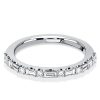 Baguette & Pave Sterling Silver Wedding Band Ring for Women - Stackable Design