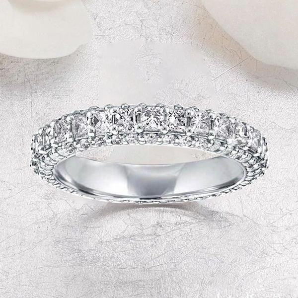 Eternity Wedding Band 2.22 CT. TW. Created White Sapphire Sterling Silver Ring for Women
