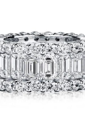 Sterling Silver Round and Baguette Diamond Wedding Band | 12.90 CT. TW.