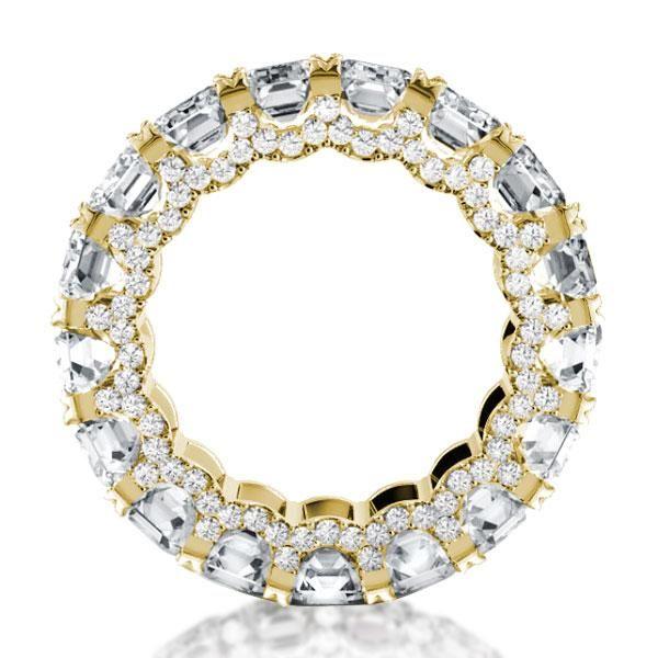 Golden Emerald & White Sapphire Eternity Wedding Band - 18K Gold Plated Sterling Silver
