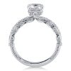 Milgrain Leaf Engagement Ring - 925 Sterling Silver, 2.00 CT Center Stone