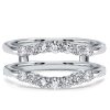 Cushion Cut Guard Enhancer and Engagement Ring Set in Sterling Silver