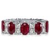 Oval Cut Ruby Eternity Band Ring for Women in Sterling Silver with 5.94 CT. TW.