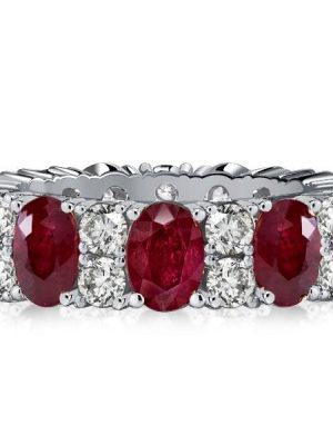Oval Cut Ruby Eternity Band Ring for Women in Sterling Silver with 5.94 CT. TW.