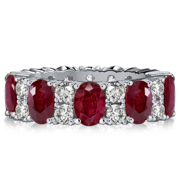 Oval Cut Ruby Eternity Band Ring for Women in Sterling Silver with 5.94 CT. TW.
