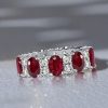 Oval Cut Ruby Eternity Band Ring for Women in Sterling Silver with 5.94 CT. TW.