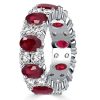 Oval Cut Ruby Eternity Band Ring for Women in Sterling Silver with 5.94 CT. TW.