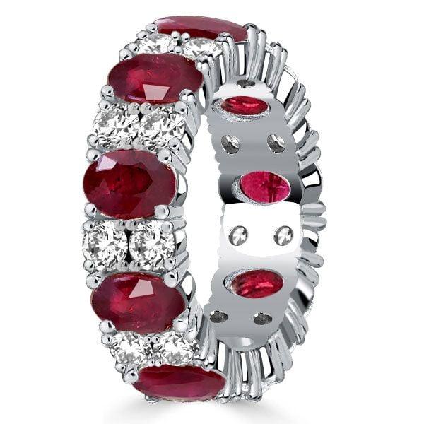 Oval Cut Ruby Eternity Band Ring for Women in Sterling Silver with 5.94 CT. TW.