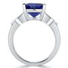Emerald Cut Blue Sapphire Engagement Ring - 925 Sterling Silver