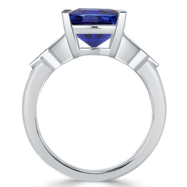 Emerald Cut Blue Sapphire Engagement Ring - 925 Sterling Silver