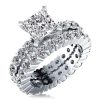 Princess Cut Sterling Silver Wedding Ring Set - 3 Carat Simulated Diamond