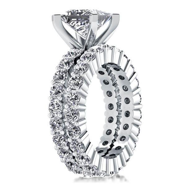 Princess Cut Sterling Silver Wedding Ring Set - 3 Carat Simulated Diamond