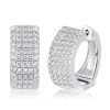 Sterling Silver Pave Hoop Earrings for Women - 3.65 CTW CZ