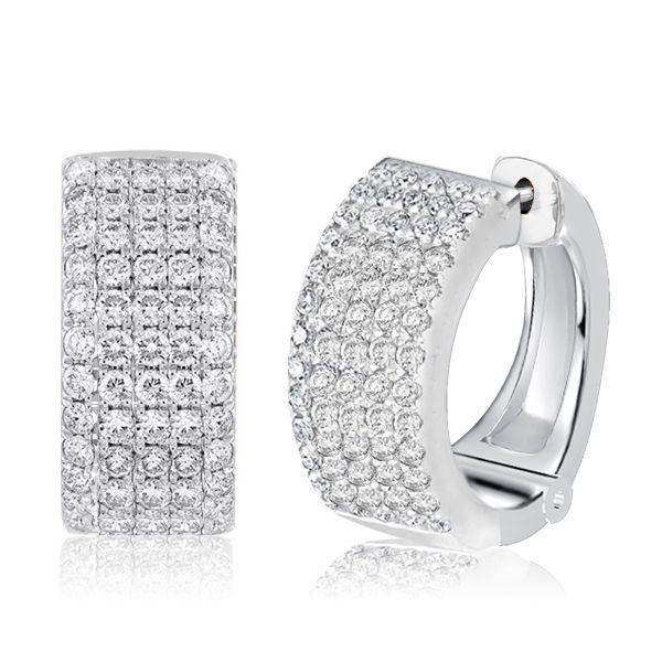Sterling Silver Pave Hoop Earrings for Women - 3.65 CTW CZ