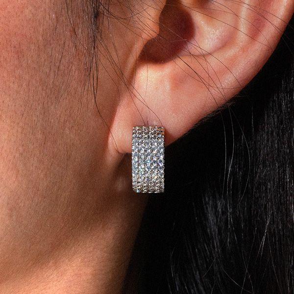 Sterling Silver Pave Hoop Earrings for Women - 3.65 CTW CZ