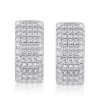 Sterling Silver Pave Hoop Earrings for Women - 3.65 CTW CZ