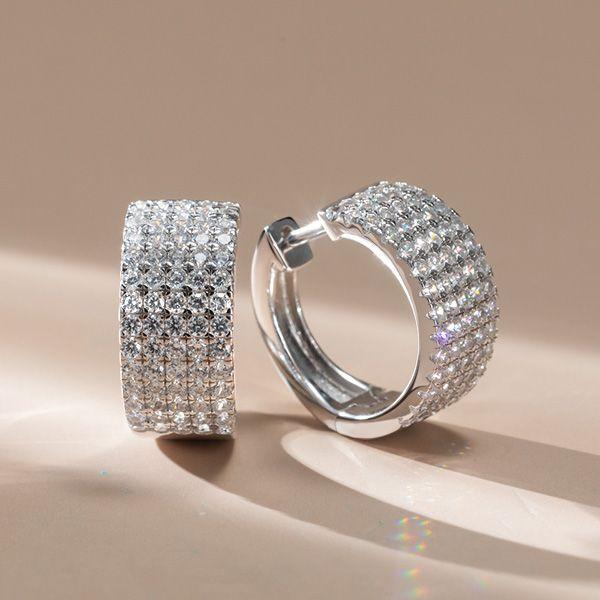 Sterling Silver Pave Hoop Earrings for Women - 3.65 CTW CZ