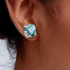 Multi-Color Aquamarine Stud Earrings for Women in 925 Sterling Silver