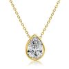 18K Gold Plated Pear Cut White Sapphire Pendant Necklace for Women