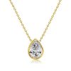 18K Gold Plated Pear Cut White Sapphire Pendant Necklace for Women