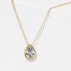 18K Gold Plated Pear Cut White Sapphire Pendant Necklace for Women