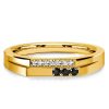 Stackable Wedding Band with Black and White Sapphire in 18K Gold Plated Sterling Silver