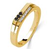 Stackable Wedding Band with Black and White Sapphire in 18K Gold Plated Sterling Silver