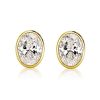 18K Gold Plated Oval Cut Stud Earrings with 2.50 CT. TW. Simulated Diamonds