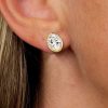 18K Gold Plated Oval Cut Stud Earrings with 2.50 CT. TW. Simulated Diamonds