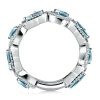 Halo Pear & Emerald Cut Aquamarine Wedding Band - Sterling Silver