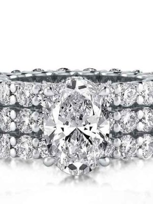 3-Piece Classic Eternity Wedding Ring Set, Created White Sapphire, 925 Sterling Silver