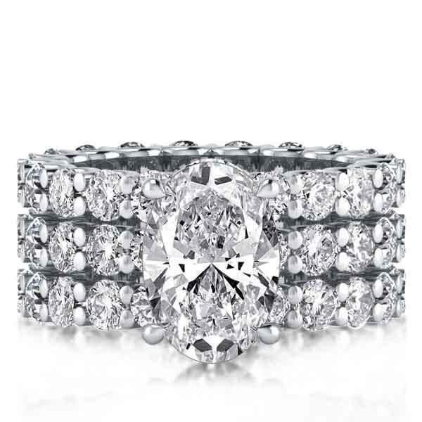 3-Piece Classic Eternity Wedding Ring Set, Created White Sapphire, 925 Sterling Silver