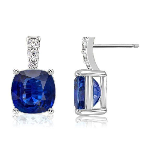 Blue Sapphire Drop Earrings for Women - 925 Sterling Silver (Various Plating Options)