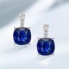 Blue Sapphire Drop Earrings for Women - 925 Sterling Silver (Various Plating Options)