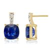 Blue Sapphire Drop Earrings for Women - 925 Sterling Silver (Various Plating Options)