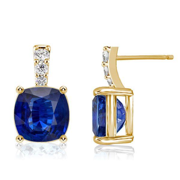 Blue Sapphire Drop Earrings for Women - 925 Sterling Silver (Various Plating Options)