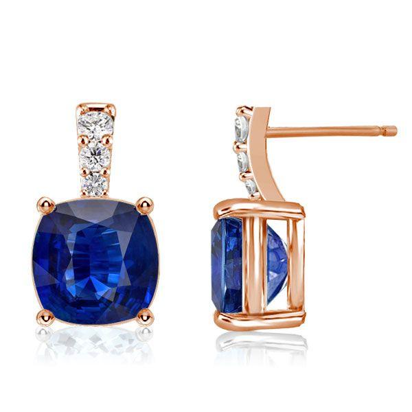 Blue Sapphire Drop Earrings for Women - 925 Sterling Silver (Various Plating Options)