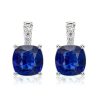 Blue Sapphire Drop Earrings for Women - 925 Sterling Silver (Various Plating Options)