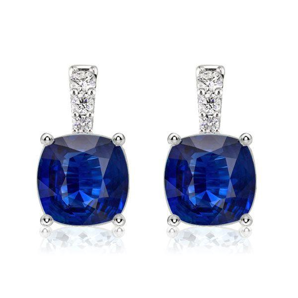 Blue Sapphire Drop Earrings for Women - 925 Sterling Silver (Various Plating Options)