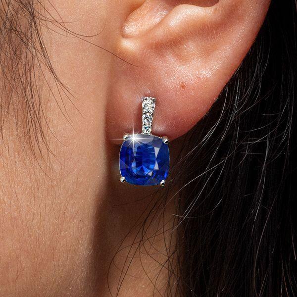 Blue Sapphire Drop Earrings for Women - 925 Sterling Silver (Various Plating Options)