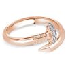 18K Rose Gold Plated Sterling Silver Wedding Band - Round Cut Stone