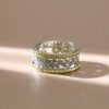 Art Deco Yellow Topaz Wedding Band - 925 Sterling Silver Anniversary Ring