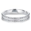 Double Row Round Cut Cubic Zirconia Eternity Wedding Band - Sterling Silver
